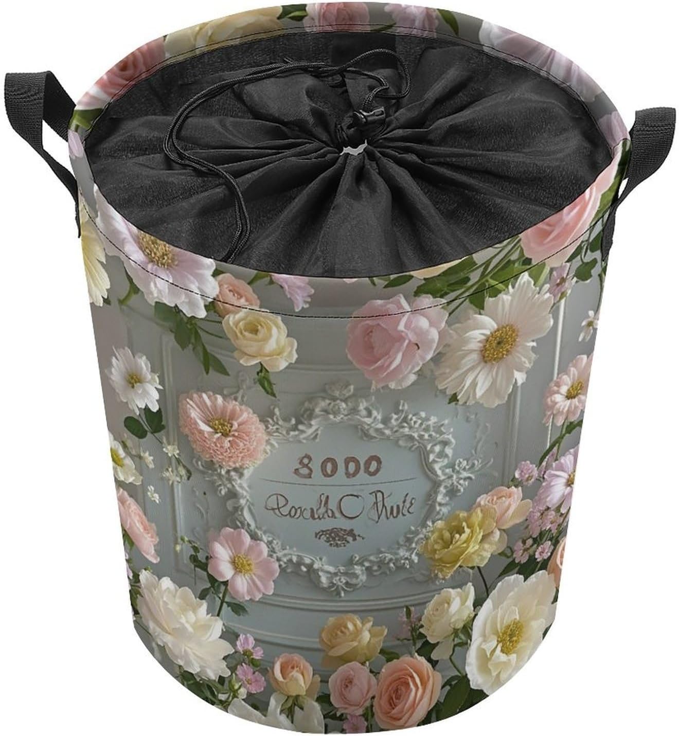 Shabby Chic Flowers Laundry Bag Large Collapsible Laundry Baskets Freestanding Waterproof Clothes Hamper with Handles & Drawstring for Laundry Room Bedroom Bathroom