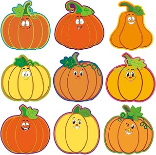 45Pcs Pumpkin Cutouts Fall Decorations for Classroom Bulletin Board Fall Thanksgiving Harvest Home Wall Decor Fall Theme Thanksgiving Halloween Party Supplies