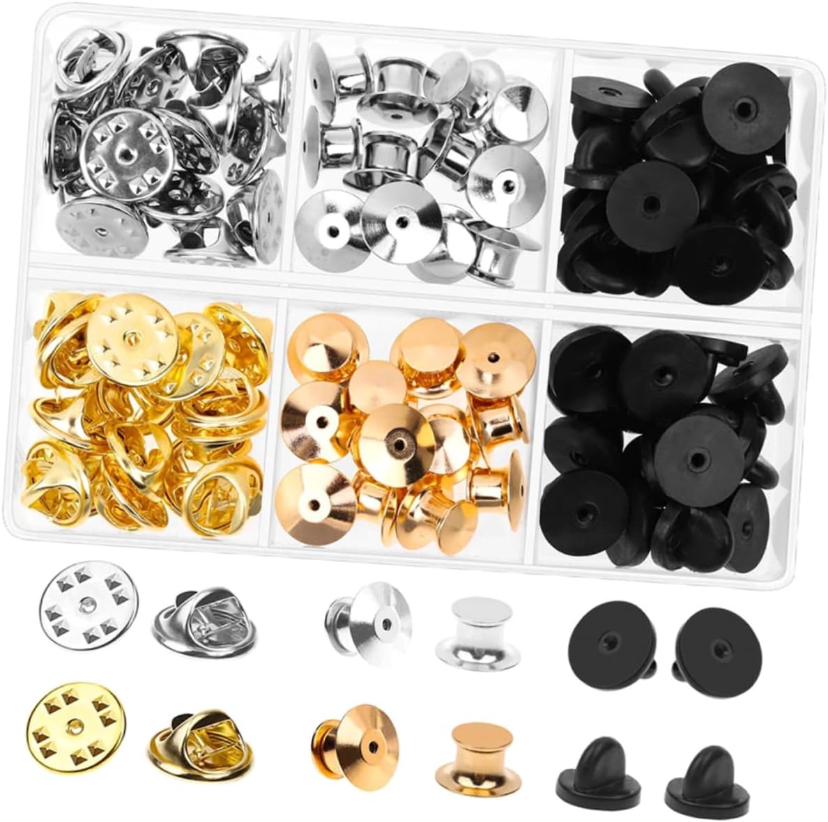 Multipurpose Decorative Pin Backs Replacement Clutch Back Keepers for Tacks Badges Jewelry Making Easy to Use Secure Grip Compact Design for Crafts and Accessories