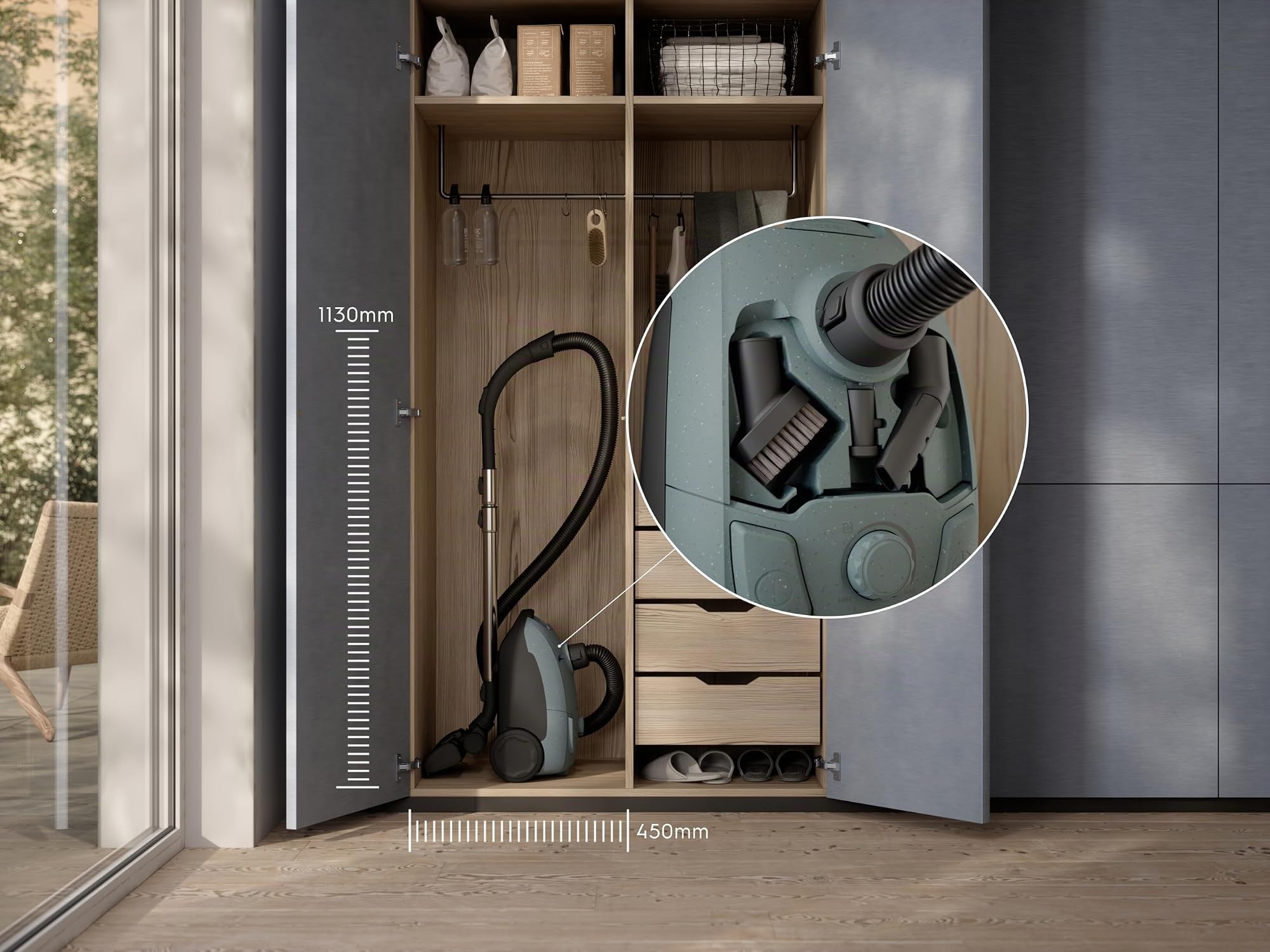 Electrolux EB51C1OG - Aspiradora con Bolsa, 500 Bagged Cleaner, Alta filtración, Potente 650 W, 3 l Capacidad Bolsa, aspiradora de Arrastre, 78 dB, Verde océano