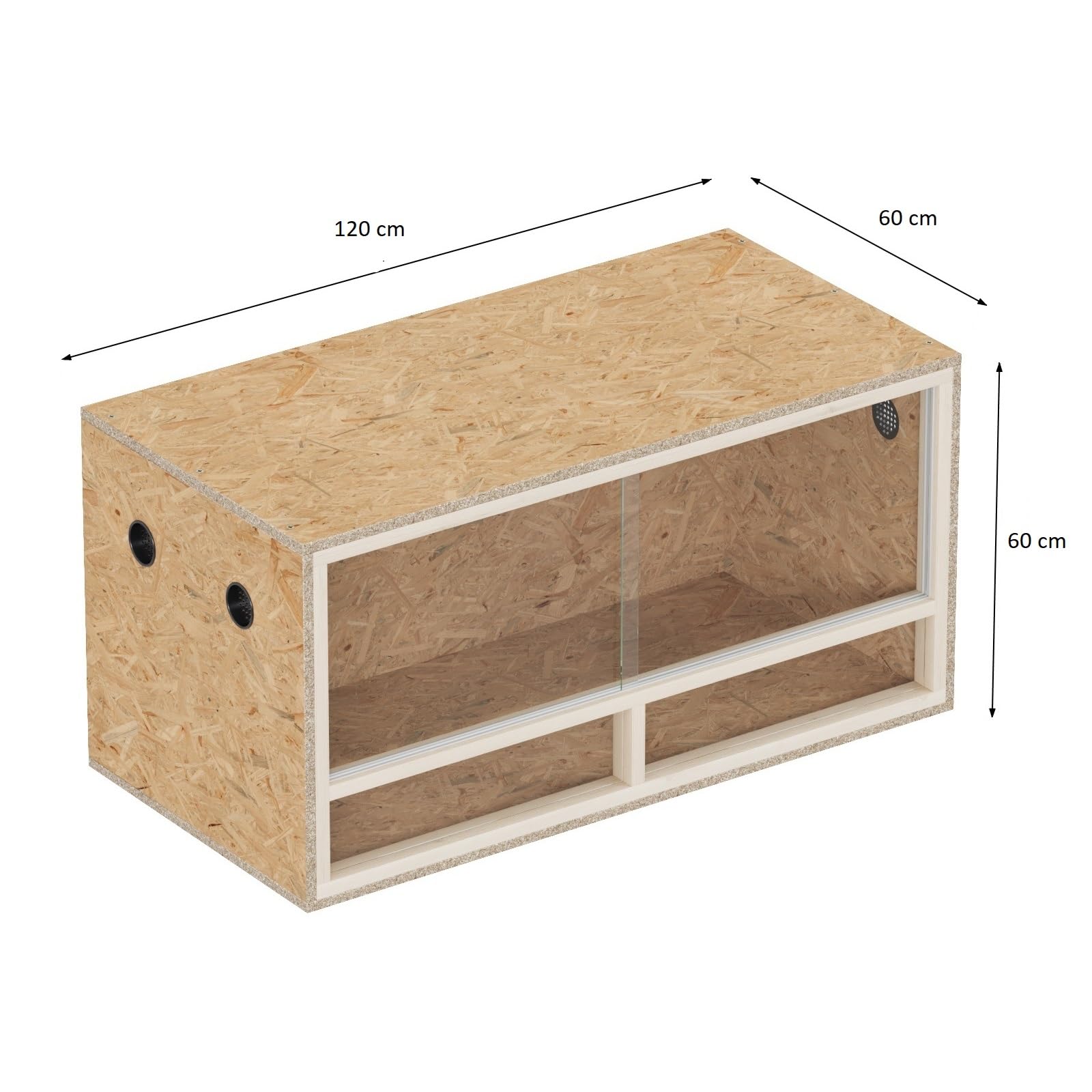 QLS Vivario de madera, 120 x 60 x 60 cm, abeto, rectangular, clásico, marrón, con cerradura, 16 kg, con ventilación lateral, para serpiente