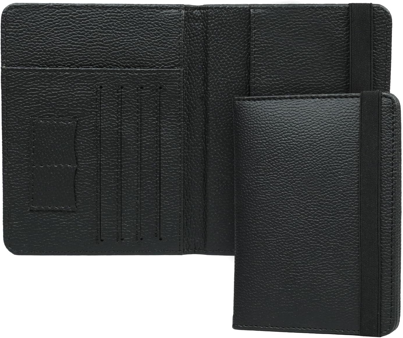 FATMUG Passport Holder Cover - Travel Wallet Organizer - Unisex Portable Sleeve, Leather - Black