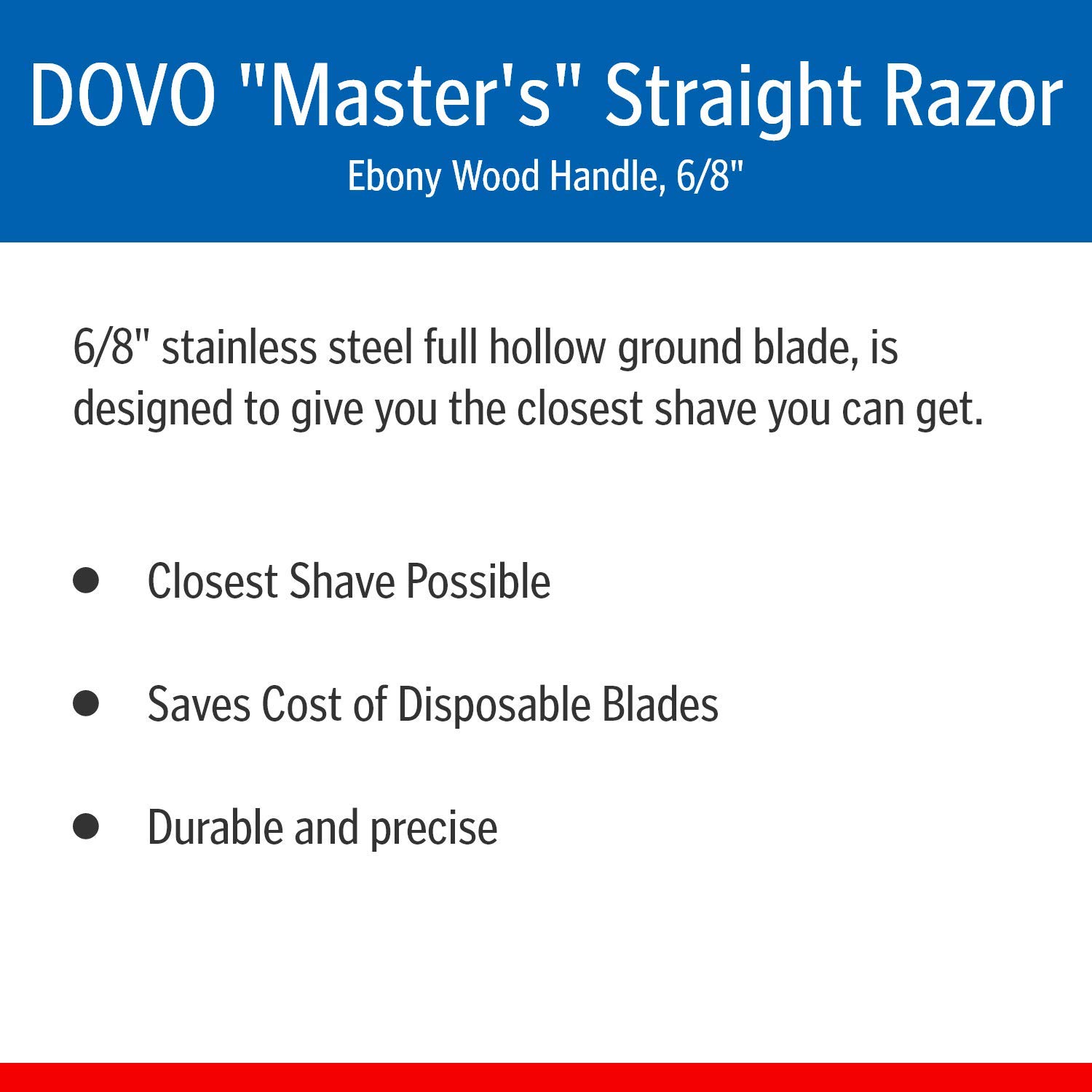 DOVO Master'S Straight Razor Ebony Wood Handle 6/8''