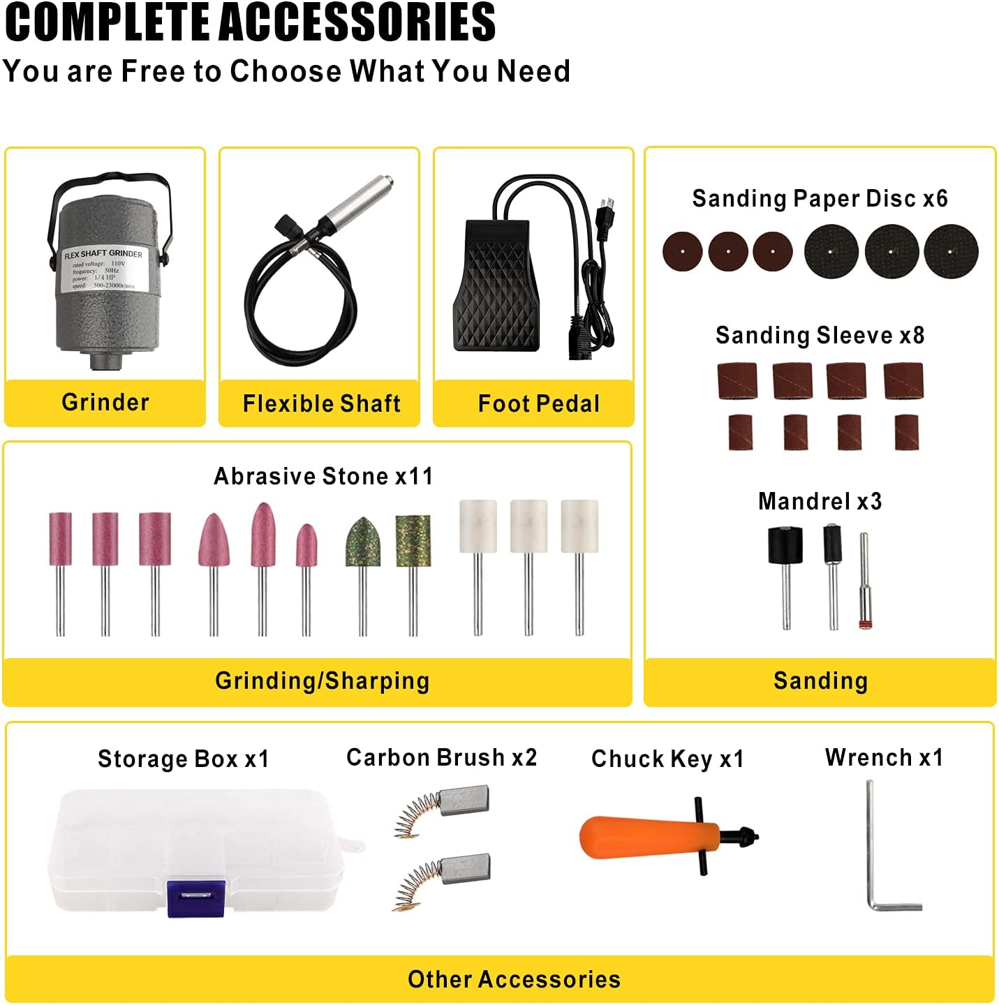 ATOLS 1/4HP Flex Shaft Rotary Tool Electric Hanging Grinder Carver, Multi-function Metalworking Tools Repair Kit, Foot Pedal Control,380W Strong Power,Metal Flexible Shaft,Suitable for Carving,Buffing - - 