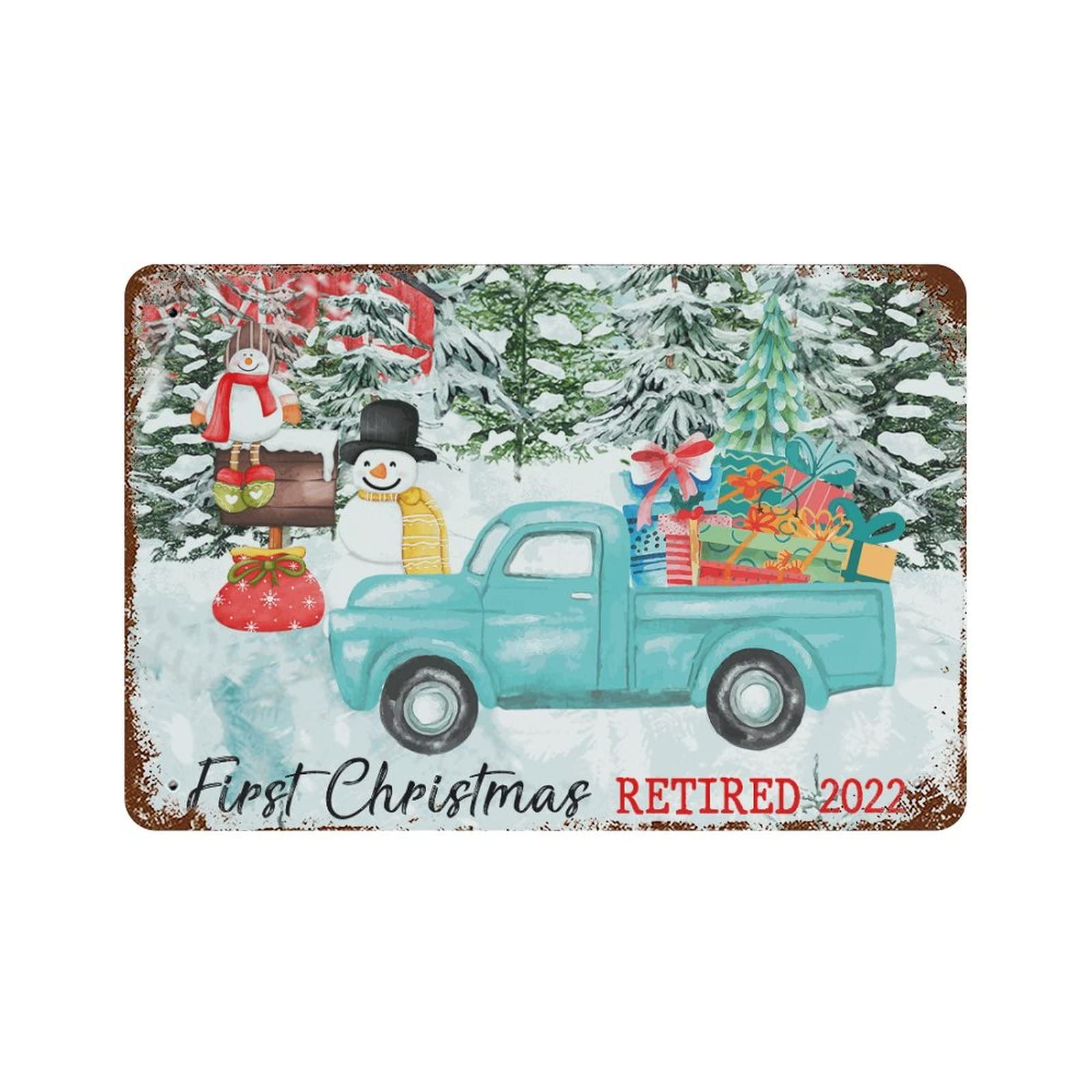Panneau aluminium First Christmas durable pour décoration murale de maison de 30x46cm