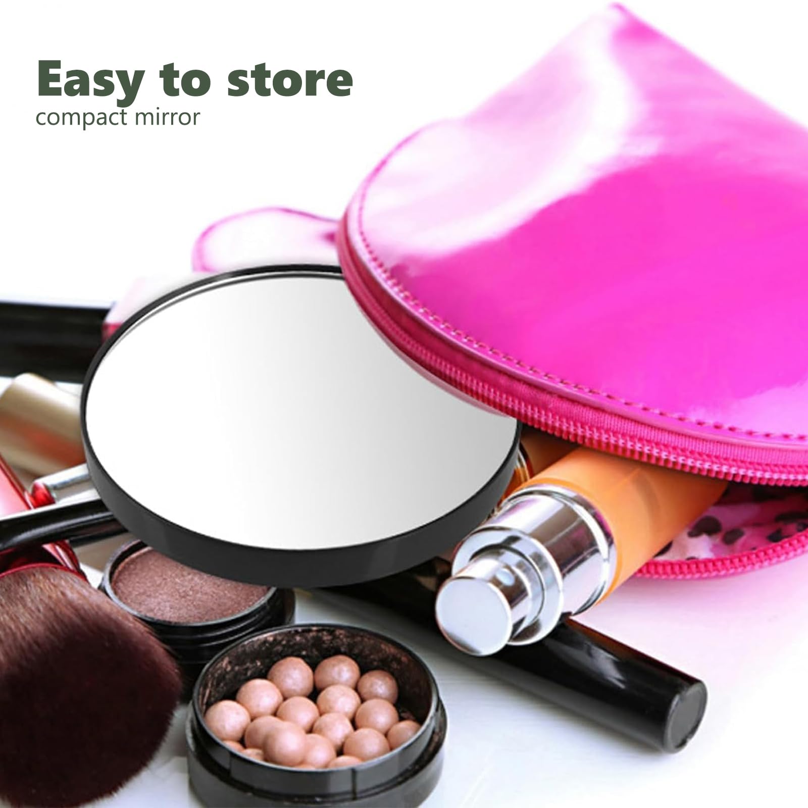 Espejo de Aumento de 30 aumentos, pequeño Espejo de Aumento con Ventosa y Pinzas, Juego de Espejo Compacto, para Maquillaje preciso y depilación de Cejas de 3,5 Pulgadas, Negro