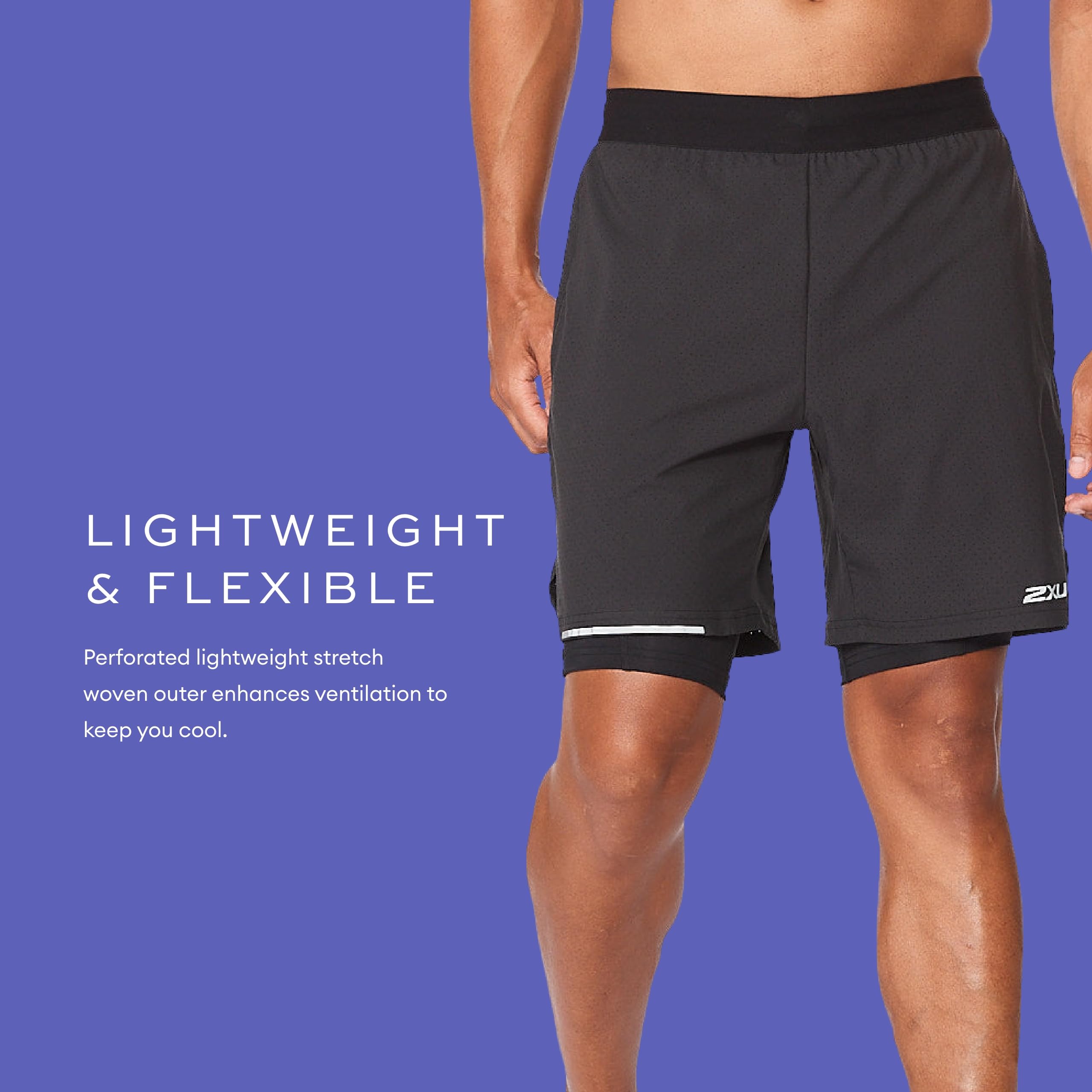 2XU Aero 2-in-1 7" szorty, czarne/srebrne (czarne/srebrne odblaskowe), XS męskie, Czarny/srebrny (czarny/srebrny odblaskowy), XS