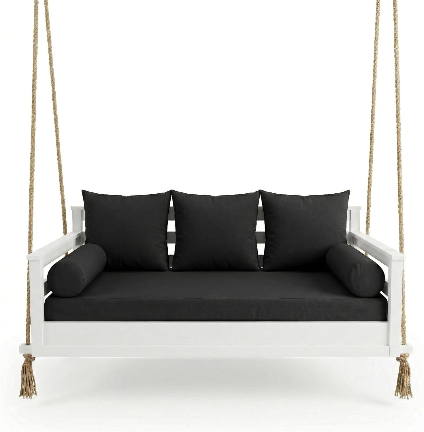 Cover Only-Outdoor Twin Size Daybed Cushion Cover for Porch Swing Bed 75×39×6" Mattress Pillow Slipcover Fitted Sheet with Widening Zipper Water Resistant Fabric-Only Cover (Black)