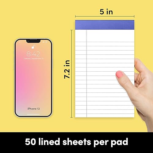 Miniatura 2 de PAPERAGE Almohadillas legales forradas (arcoíris), paquete de 6, 50 hojas cada uno, rayas anchaslegales, blocs de notas, papel, 5 x 8 pulgadas