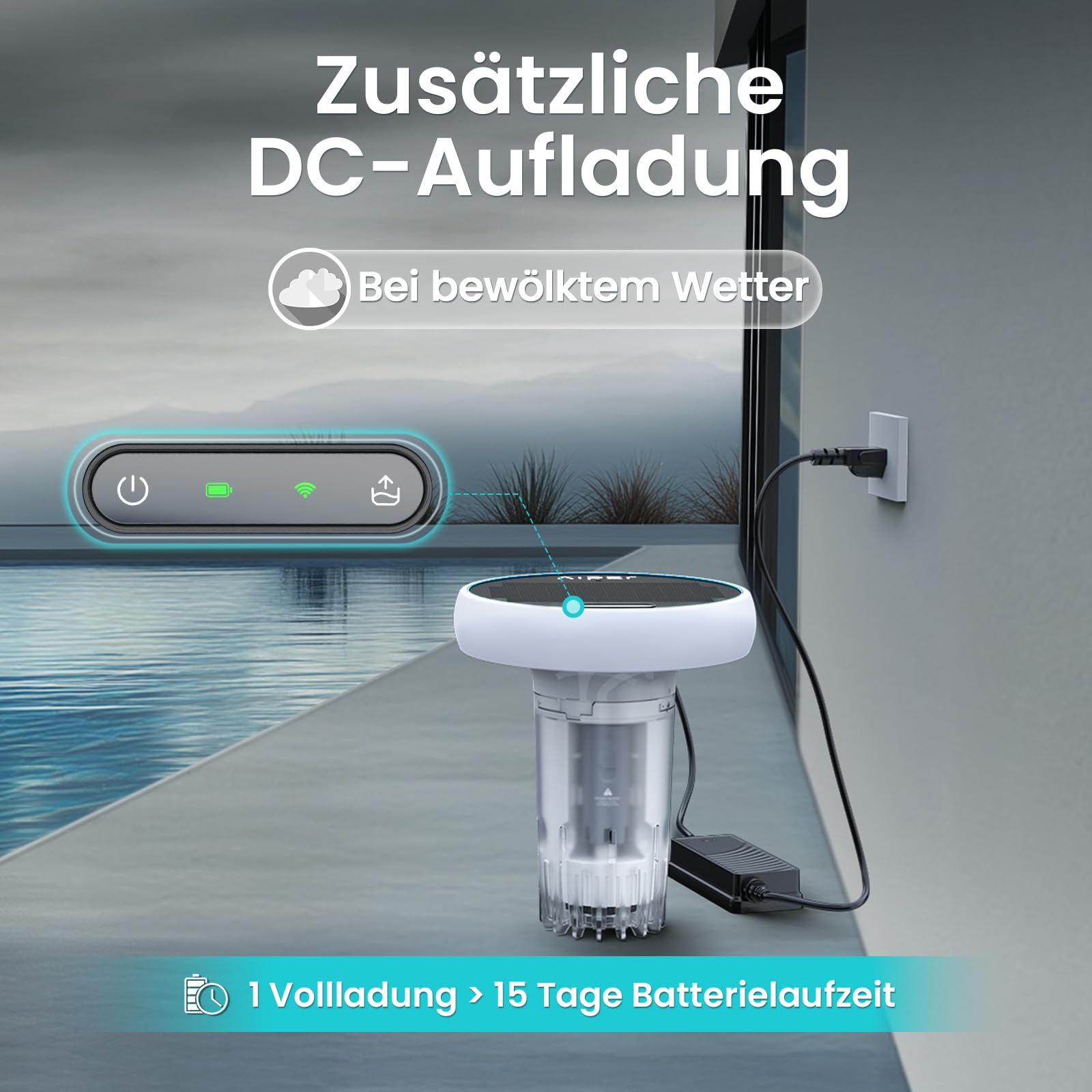 AIPER HydroComm Pro Pool Wassertester Digital – Smart Pool Monitor mit App & Echtzeit-Verbindung zu Poolrobotern, 5-in-1 Wasseranalyse (pH, ORP, EC, TDS, Temperatur)