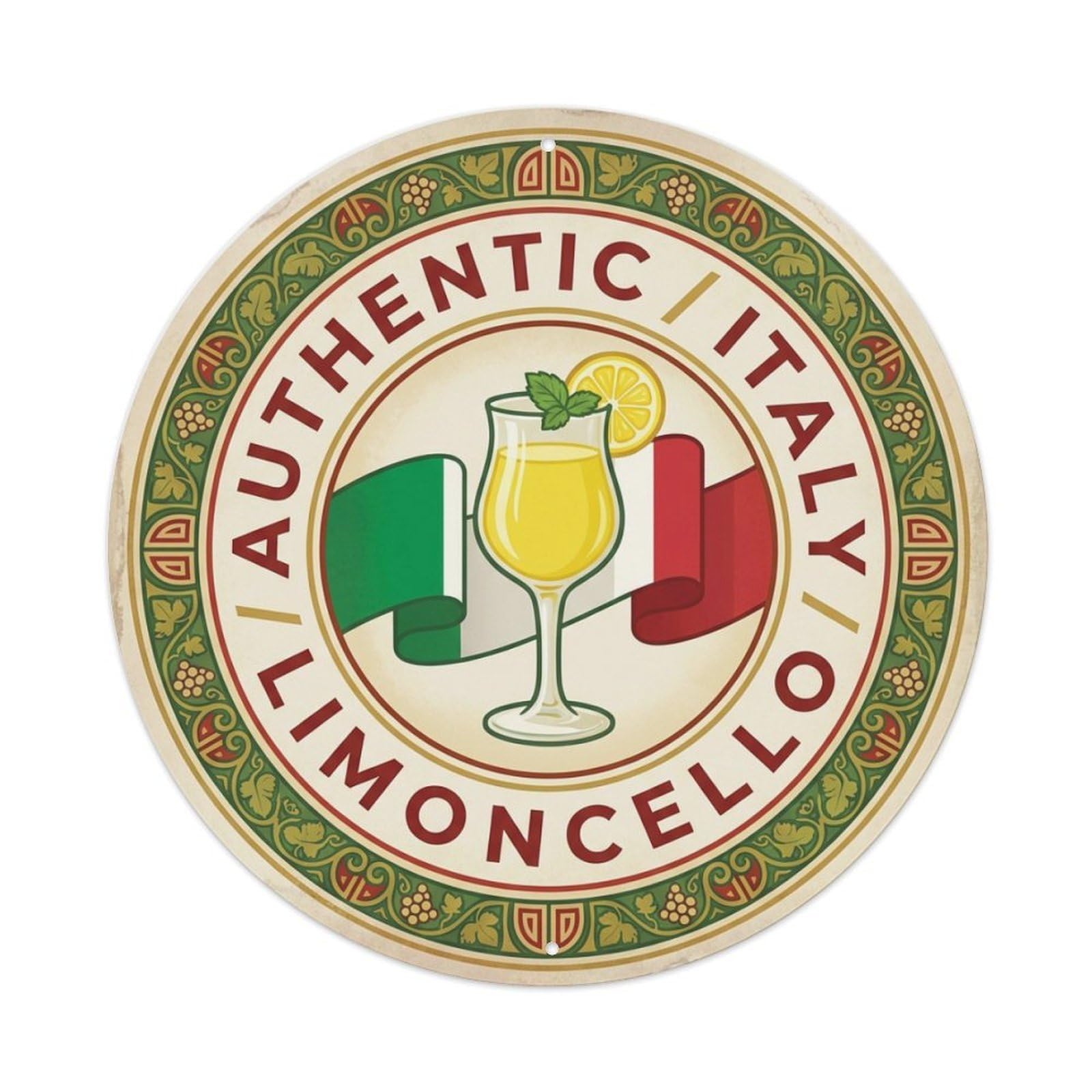 Olhnbad Style Italy Lemon Drink Travel Beverage Cuisine Metal Tin Sign