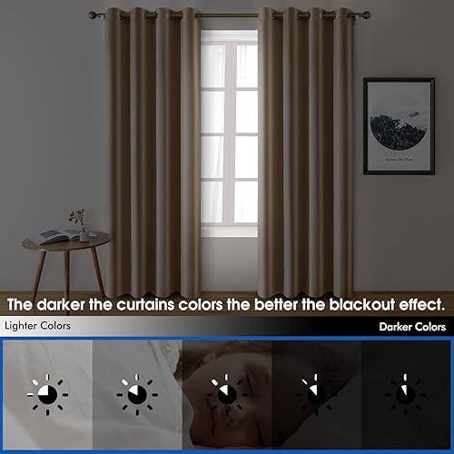 Miniatura 5 de HOMEIDEAS 2 paneles de cortina de seda sintética, cortinas opacas para dormitorio