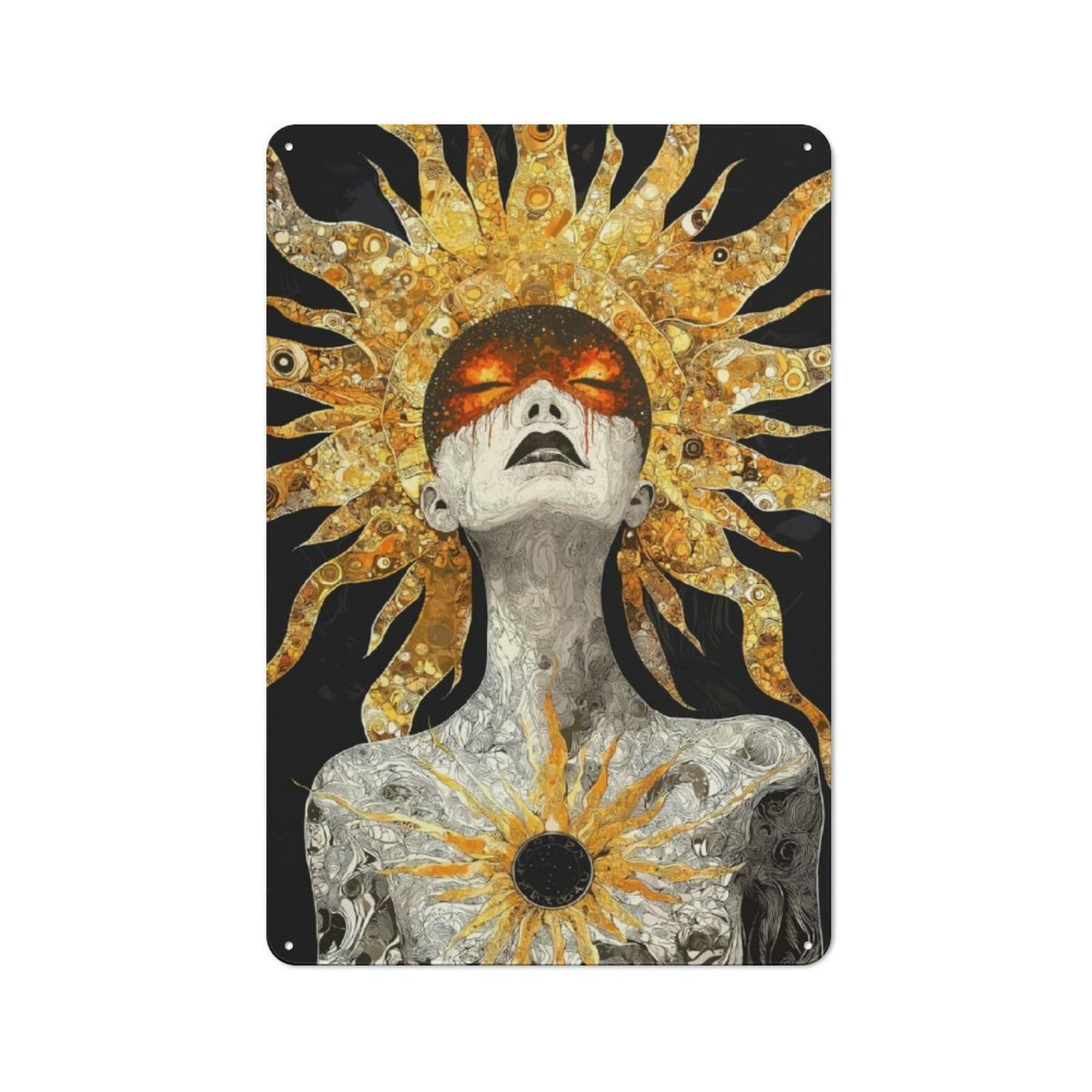 Junmoney Sun Goddess Digital Art Vintage Metal Plaque 30X20cm Featuring For Pub Or Café, Suited To Café Interior Fans