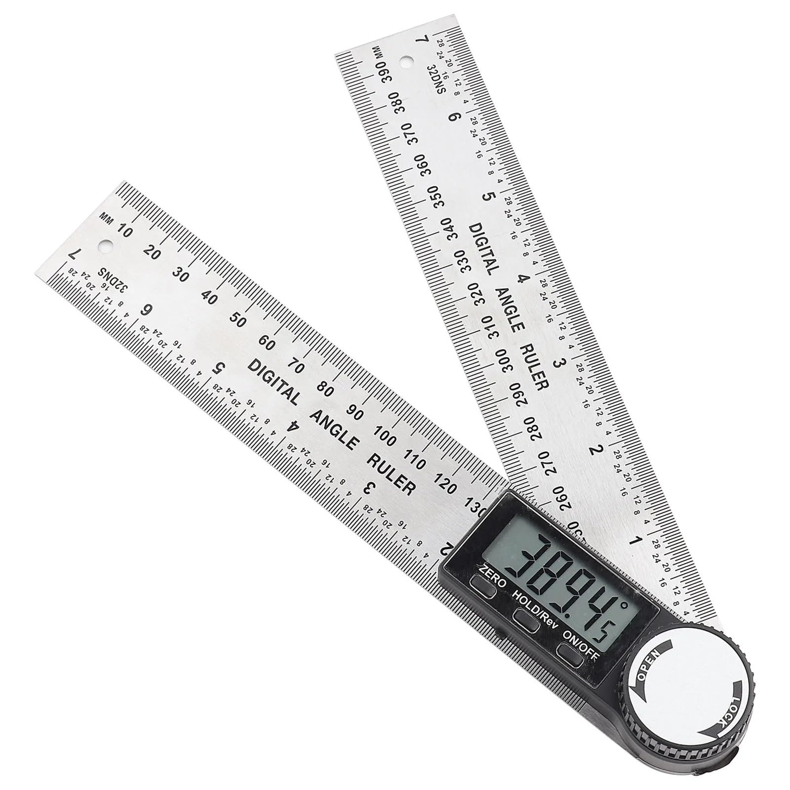 Rapporteur d'angle, Détecteur d'angle numérique 10-390mm, rapporteur électronique en acier inoxydable, goniomètre numérique, règle de jauge à onglet