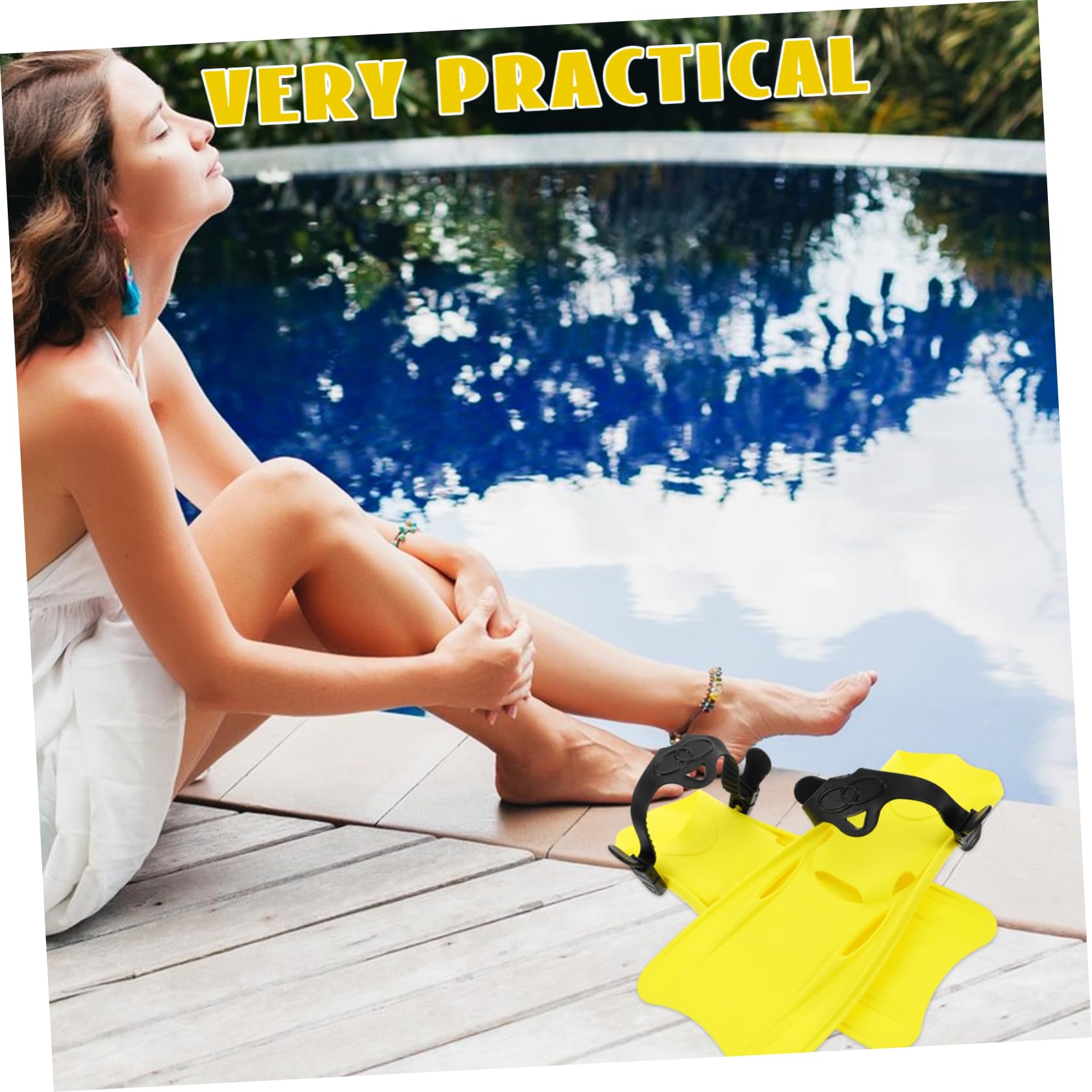 Aletas de Snorkel de Entrenamiento 1 Par, Amarillo TPR PP Ajustable | Fiesta Verano, Equipo de Buceo y Snorkel para Playa, Talla L 39-43, Experiencia de Natación Mejorada