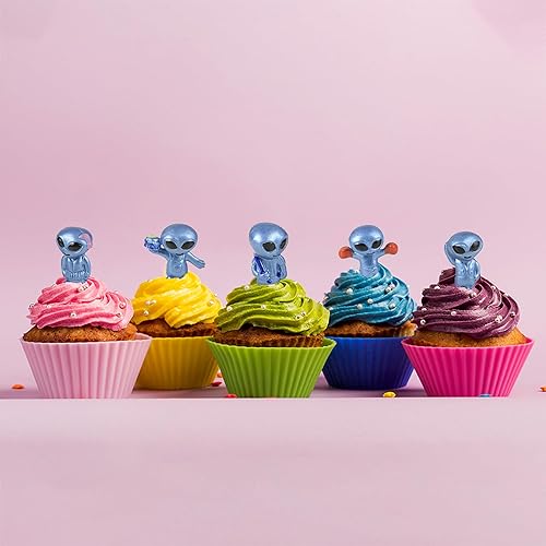 Miniatura 6 de ArtCreativity Figuras de vinilo de alienígena (48 piezas) - Divertidos recuerdos de fiesta espacial, posturas de ovnis surtidas, rellenos de bolsas