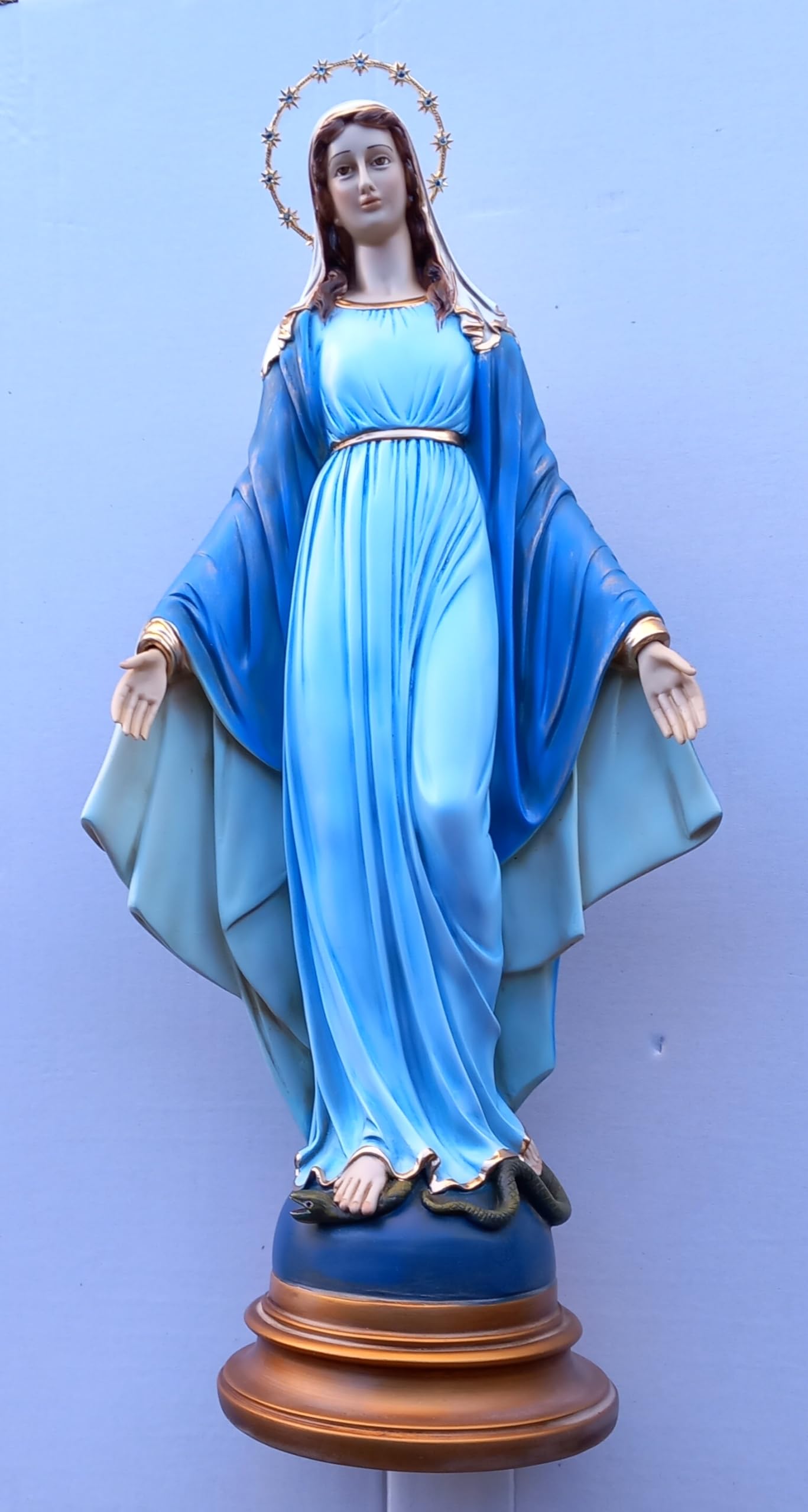 ArteSacraCaravaggio Statua della Madonna Miracolosa, delle Grazie cm 62 in marmo resina decorata a mano di produzione artigianale