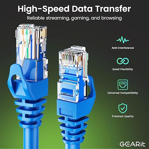 Miniatura 10 de GEARit Cable Cat6 de 1 pie - Cable Ethernet Cat6, cable Ethernet Cat 6, cable de conexión Cat6, cable de conexión Cat 6, cable de red Cat 6, cable