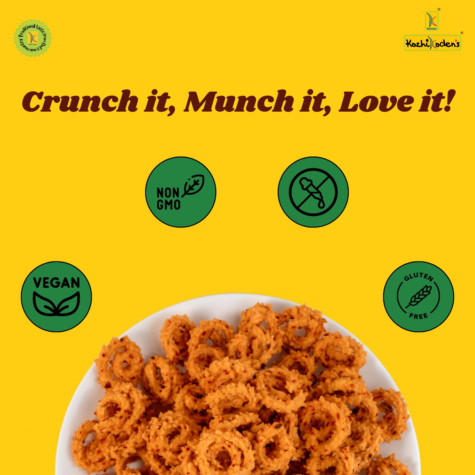 Kozhikoden's Chili Garlic Murukku Chakli, 400g (2x200g) | Crispy Spicy South Indian Snack | Crunchy Tea-Time Treat - Image 6 thumbnail