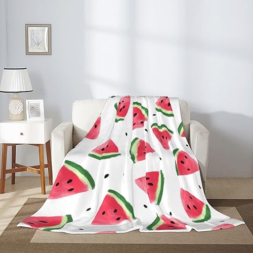 Miniatura 5 de Manta con patrón de sandía, manta de frutas de verano, ligera, acogedora y suave, manta de cama de franela para sala de estar, sofá, silla, sofá, 40