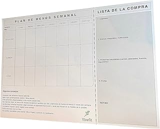 Vivefit Plan de menus hebdomadaire format A3 Organiseur de cuisine pour planning de repas sains, avec liste de courses et aimants pour réfrigérateur