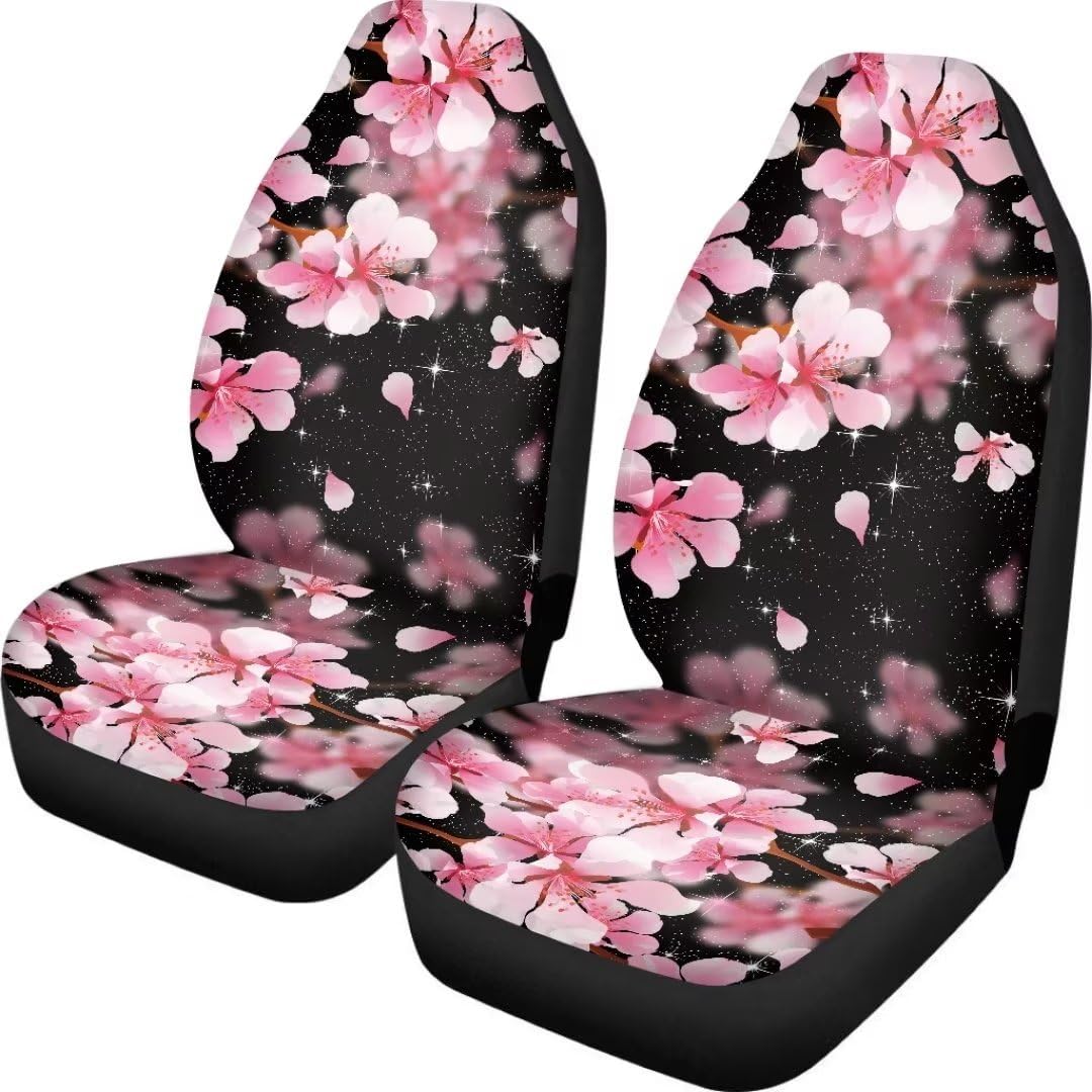 Horeset Peach Blossom Front Seat Covers,Summer Breathable Bucket Seats Protector Only Front Seat Accessories,Anti-Slip and Washable