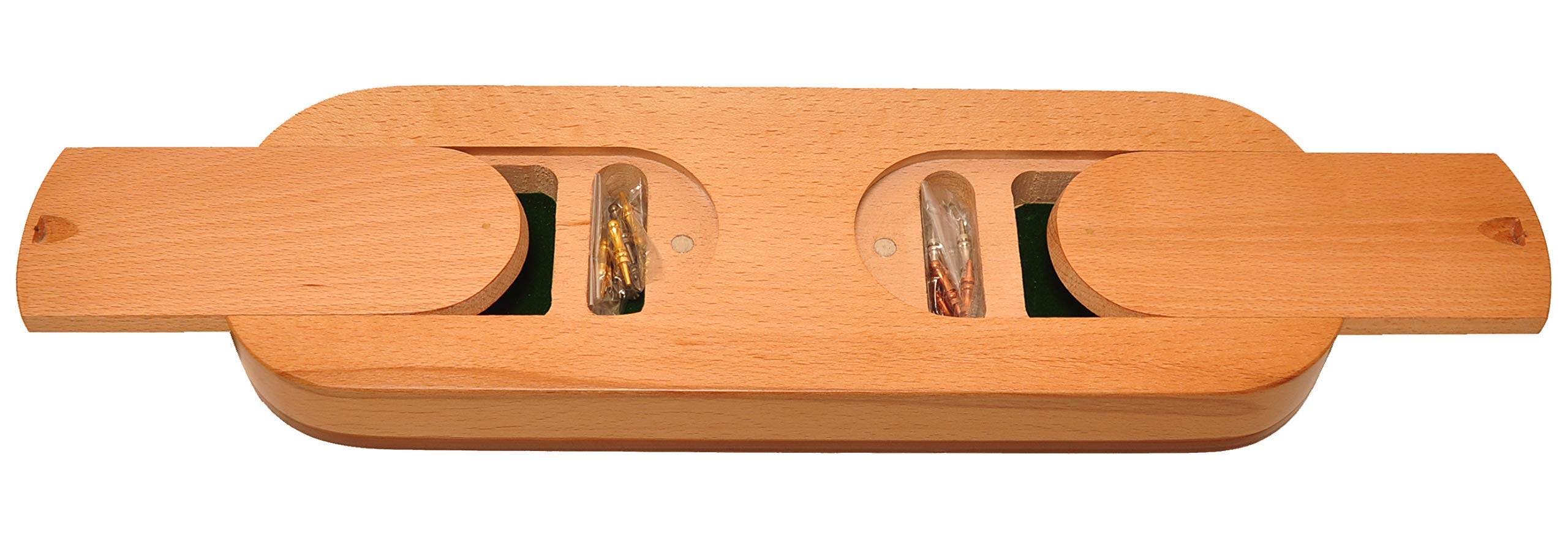 PALM ROYAL HANDICRAFTS Zestaw 4-torowych drewnianych desek do kołyski inkrustowany palisandrem i drewnem klonowym z śledziami i kartami. Dostępne przechowywanie. Tablica do łóżeczka dla 4 graczy (38 x