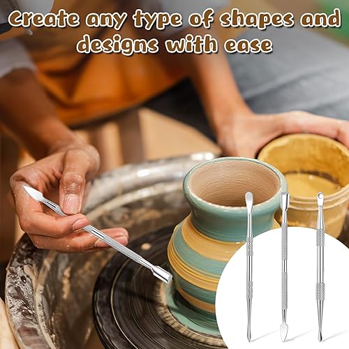 Miniatura 7 de Herramientas de escultura de arcilla, herramienta de escultura de arcilla de doble extremo, herramientas de modelado de acero inoxidable,