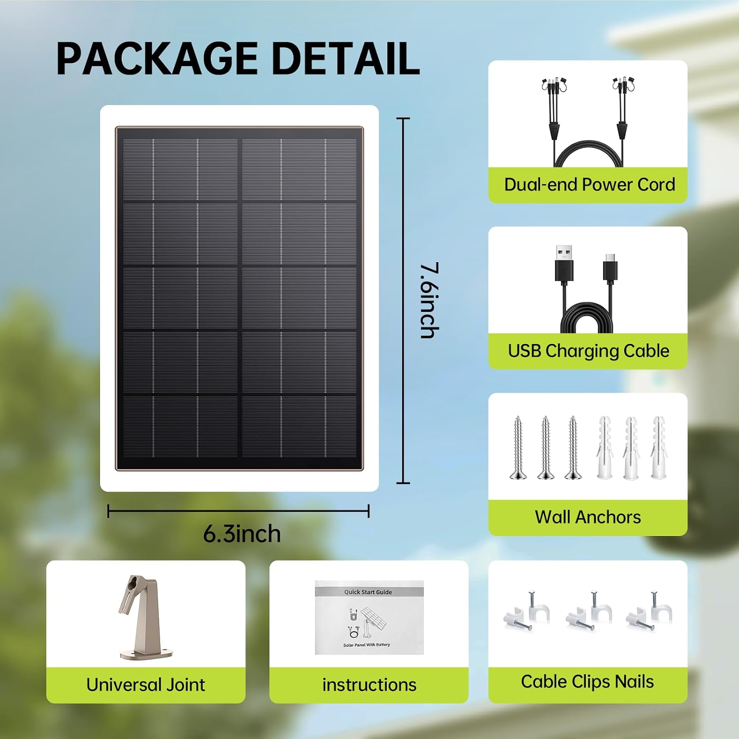 8W Solar Panel for Trail Camera with Build-in 72Wh Rechargeable Battery, Comes with 360°Adjustable Mounting, 6V/12V DC & USB-C Port for Outdoor Camera, Trail Camera, Type-C Device IP66 Waterproof