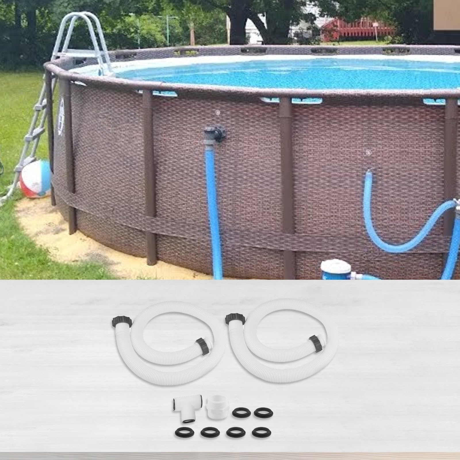 Conector adaptador de manguera de bomba de filtro de piscina, para Intex para Coleman sobre el suelo, 1.5 pulgadas con junta de manguera dividida para uso sobre el suelo