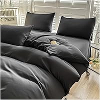 Vista 2 de Cama, Queen/L Negro Color Sólido Algodón Funda Nórdica Funda Nórdica