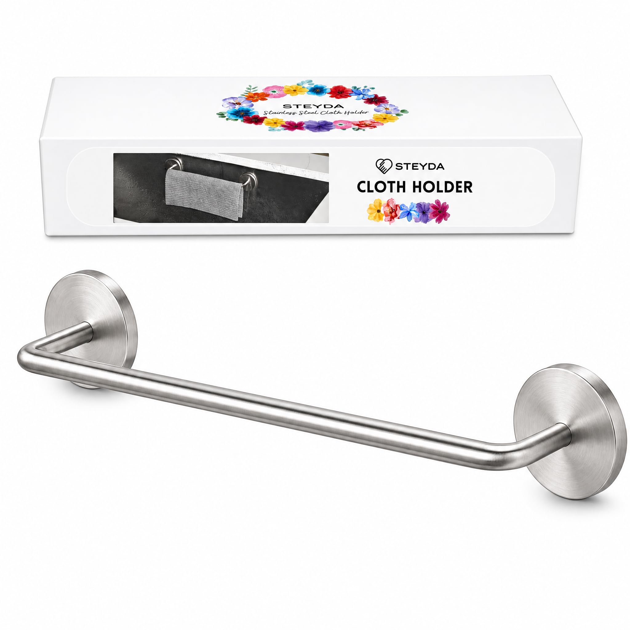 STEYDA Stoviglie in acciaio inox per cucina, supporto panno, piatto straccio appendiabiti,