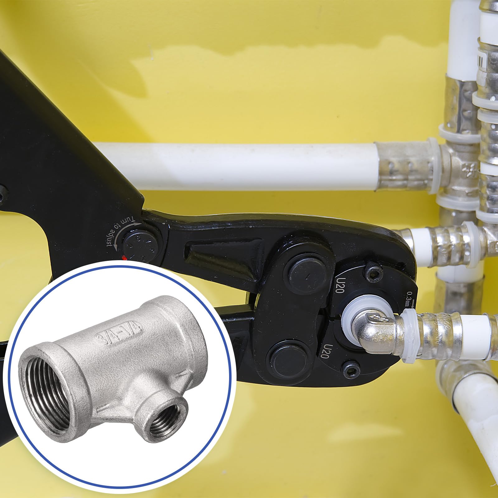 QUARKZMAN Accesorio De Tubería De Acero Inoxidable 304 Fundido 3/4 BSPT x 1/4 BSPT x 3/4 BSPT Tee Hembra Conector De 3 Vías Acoplador 25pcs