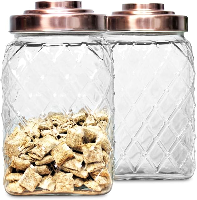 Set of 2 3.5 Litre Glass Storage Jars Coffee Tea Sugar Pasta