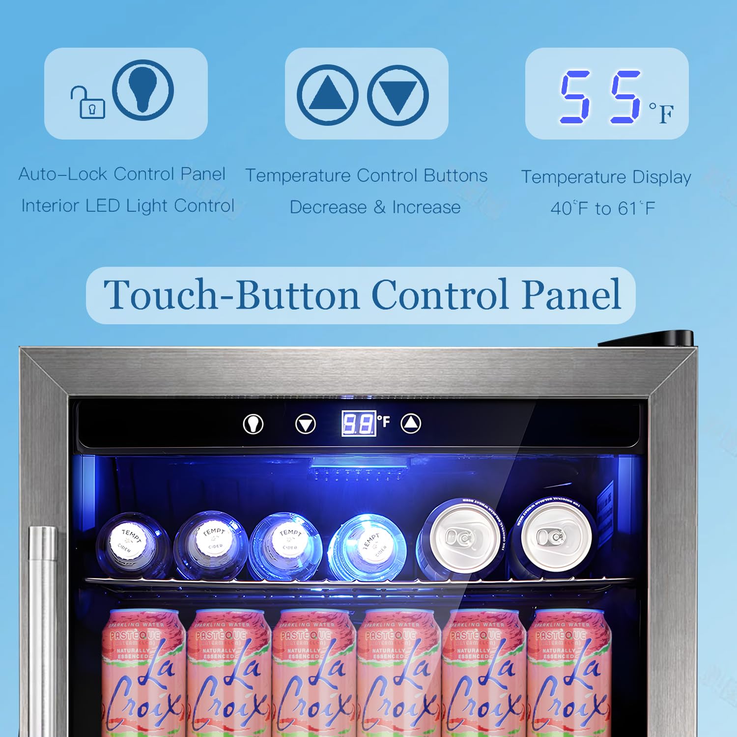 Antarctic Star Beverage 4.4cu.Ft Refrigerator Cooler -145 Can Mini Fridge Glass Door For Soda Beer Or Wine, Small Drink Dispenser, For Home Office Or Bar. on Fridge.com - View 3