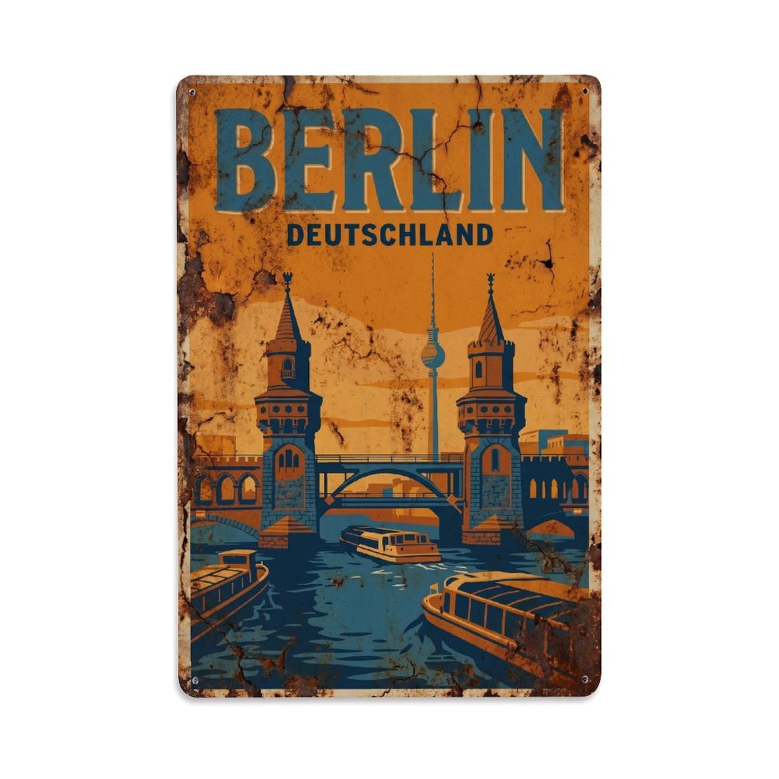 Gead 8X12inch Style Vintage Travel Berlin Germany Bridge Metal Tin Sign