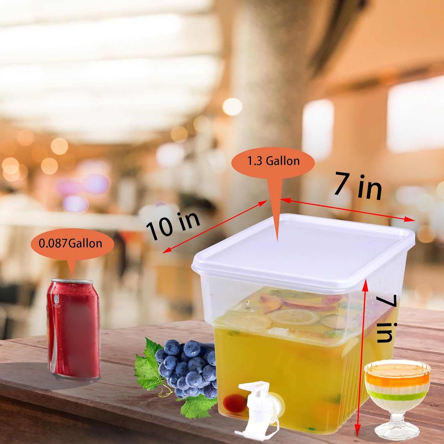 2 Pcs 1.3 Gallon Fridge Beverage Drink Dispenser with Spigot, Slim Plastic Water Dispenser Cold Drink Dispenser Leakproof for Indoor Outdoor Party BBQ Wedding - Image 2