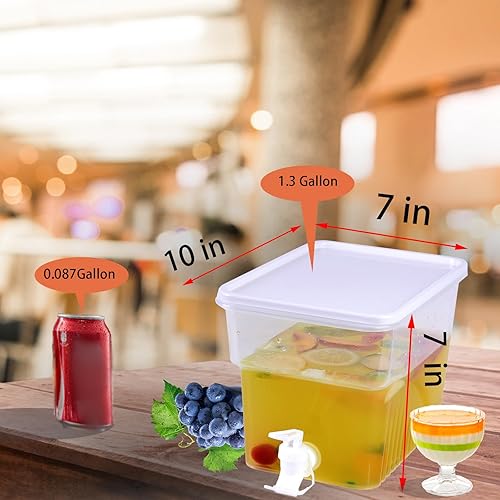 Miniatura 2 de 2 dispensadores de bebidas para nevera de 1.3 galones con grifo, dispensador de agua de plástico delgado, dispensador de bebidas frías, a prueba de