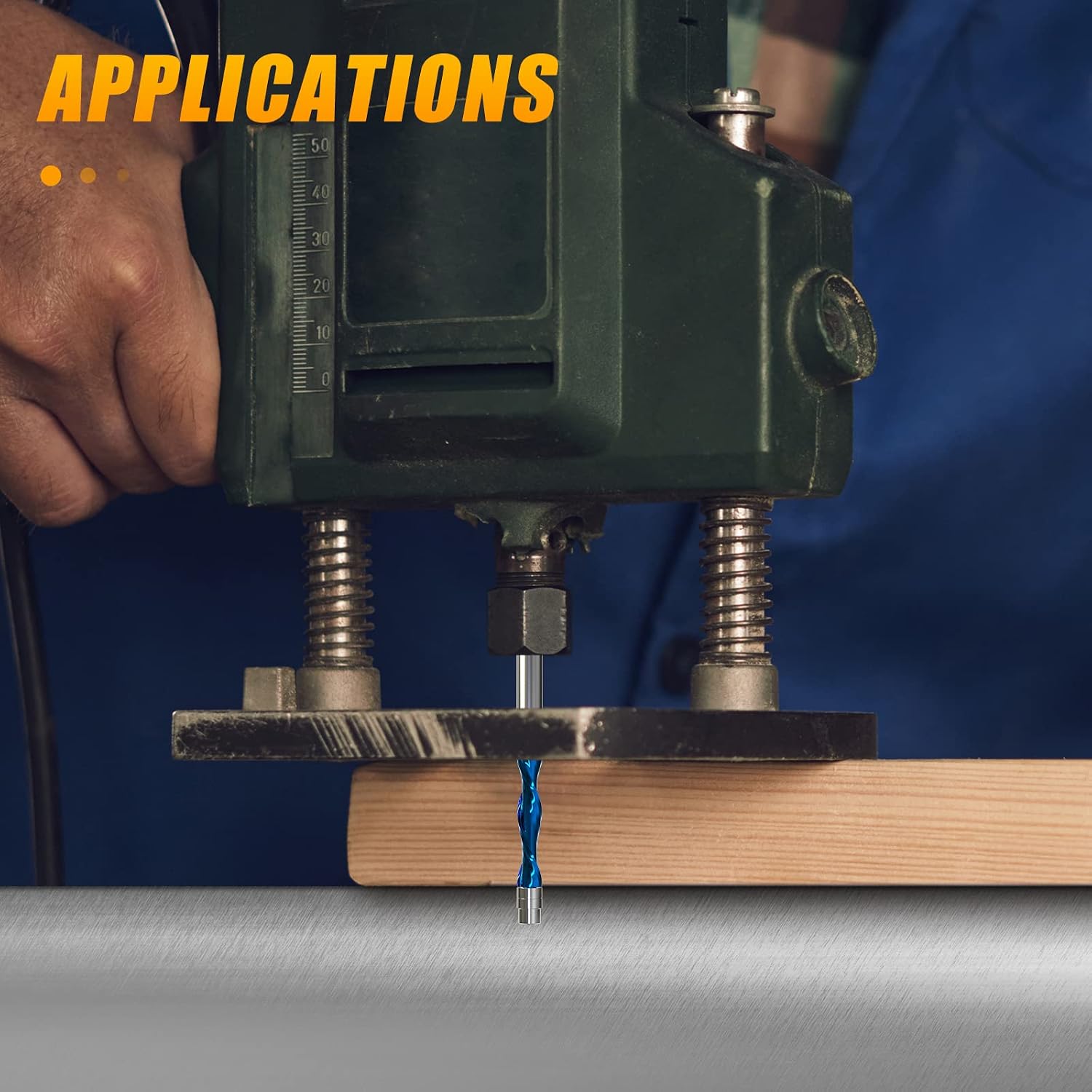 1/4-Inch Diameter Spiral Flush Trim Router Bits, Down-Cut Flush Trim 1-1/8-Inch Cutting Length, Nano Blue Coated Solid Carbide Spiral Router Bit 1/4-Inch Shank
