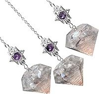 Vista 20 de Rockcloud Stone Pendulum for Dowsing Divitation Meditation Reiki Healing Energy Balancing with Dream Catcher, Fluorite