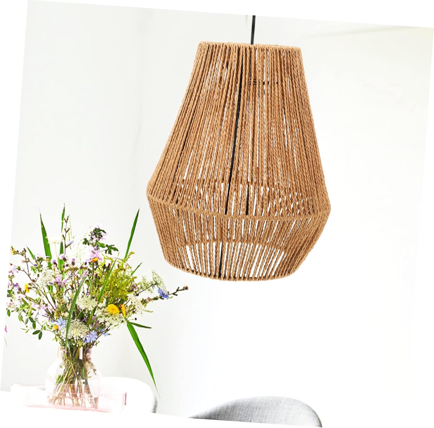 DOITOOL Vintage Chandelier Shade Woven Pendant Light Cover Paper Lampshade for Home Decor