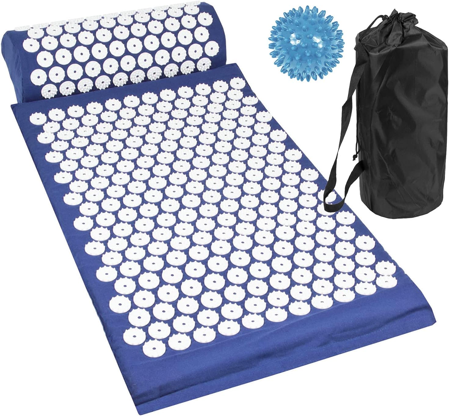 Komodo Acupressure Mat with Pillow & Ball Acupuncture Pin Massage Set (Blue)