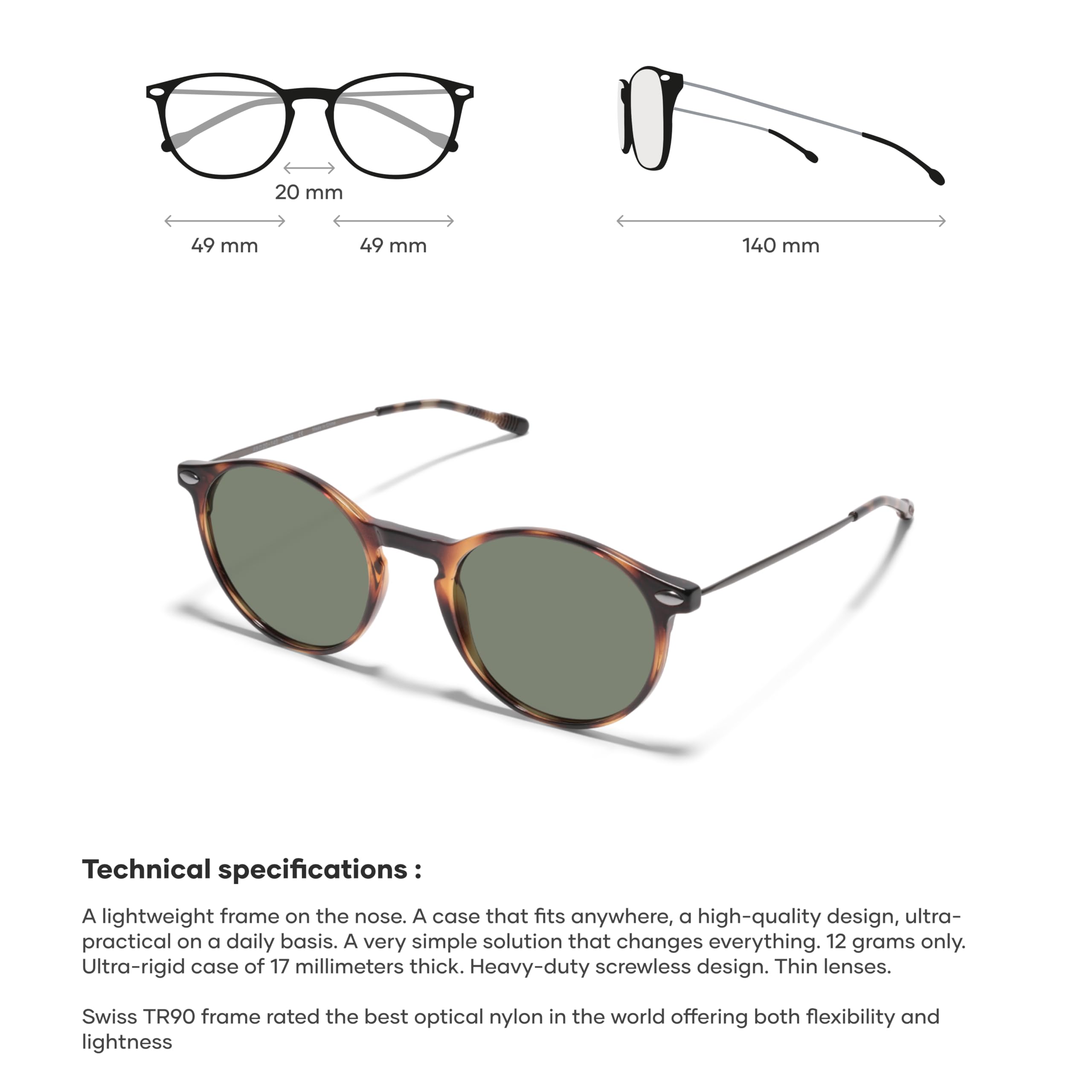 Nooz Optics Unisex polaryzacyjne okulary przeciwsłoneczne – smukłe i stylowe, 100% ochrona przed promieniowaniem UV, okulary przeciwsłoneczne dla mężczyzn i kobiet, z kompaktowym etui, kolekcja CRUZ