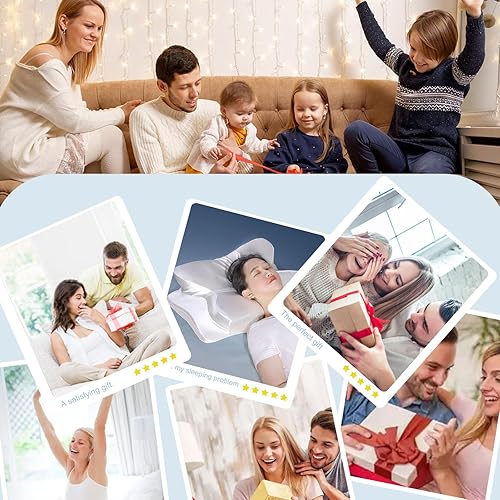 Miniatura 7 de Almohada cervical para aliviar el dolor de cuello y hombros, almohadas de espuma viscoelástica inodoras y funda de seda suave, para personas que