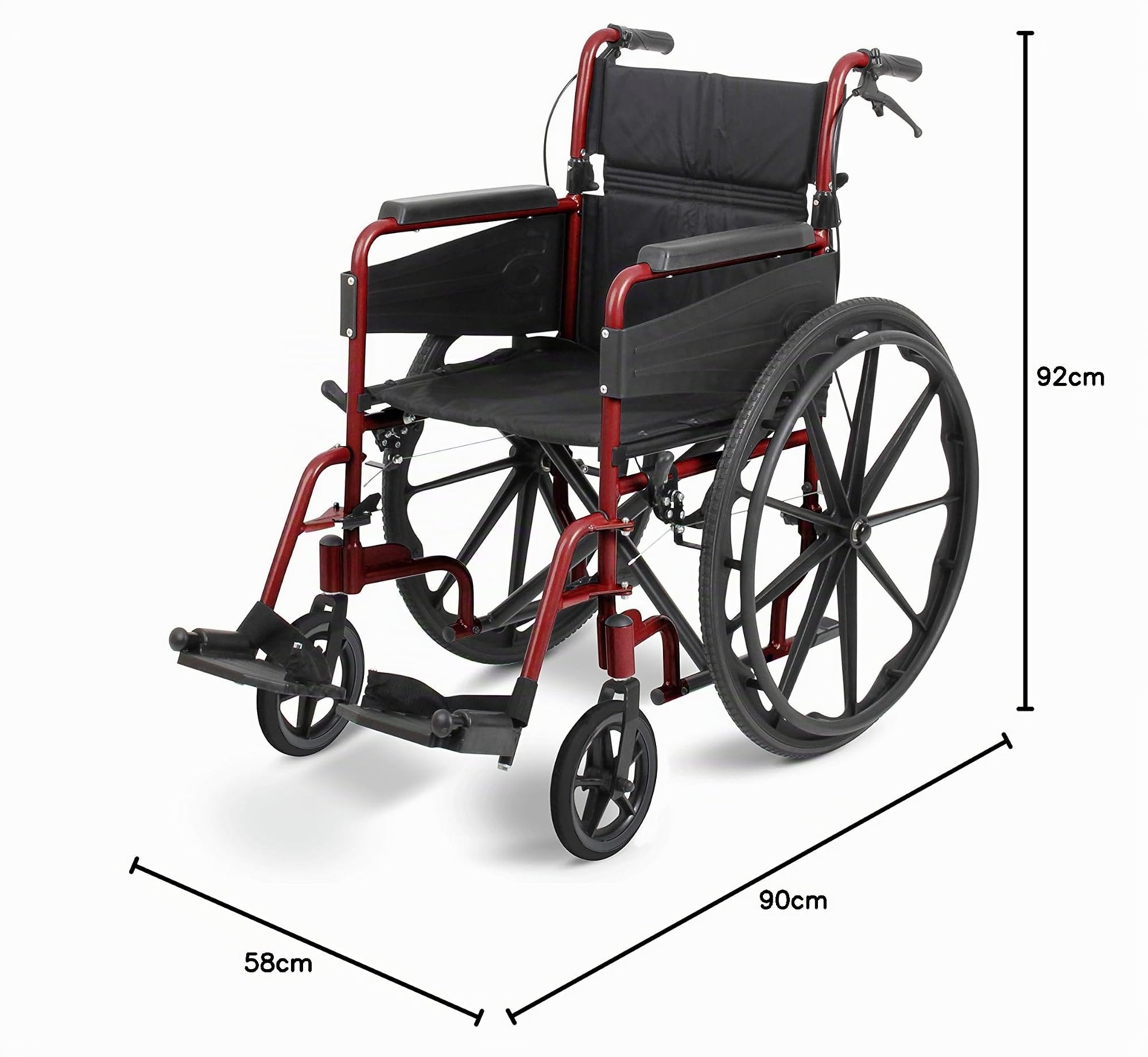 Days Escape Lite Silla de ruedas autopropulsada estándar, color rojo rubí