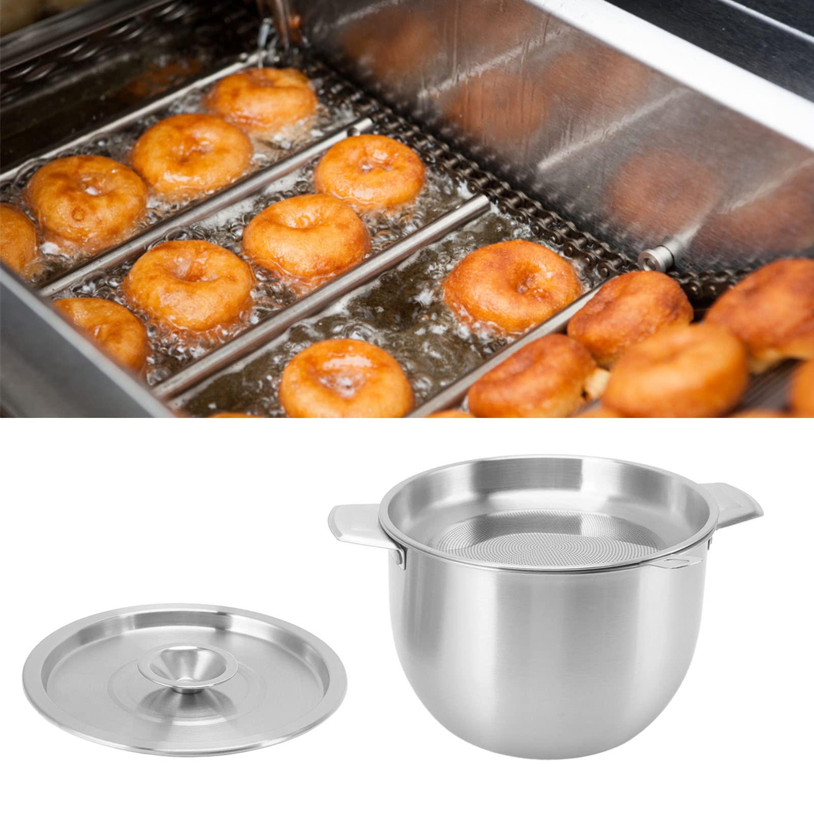Pot de Filtrage et Stockage d'Huile Alimentaire en Acier Inoxydable 2.8 Litres, Équipé d'une Crépine Filtre pour Huile de Friture et Graisse de Cuisson, Récipient de Conservation Pratique Argenté