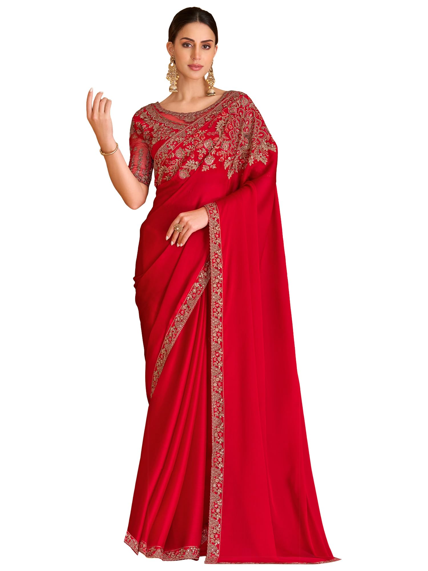 akhilam Women's Satin Sequence Embroidery Saree With Unstitched Blouse Piece(SNDLWOD1601_TFH_Parent)-picture-52