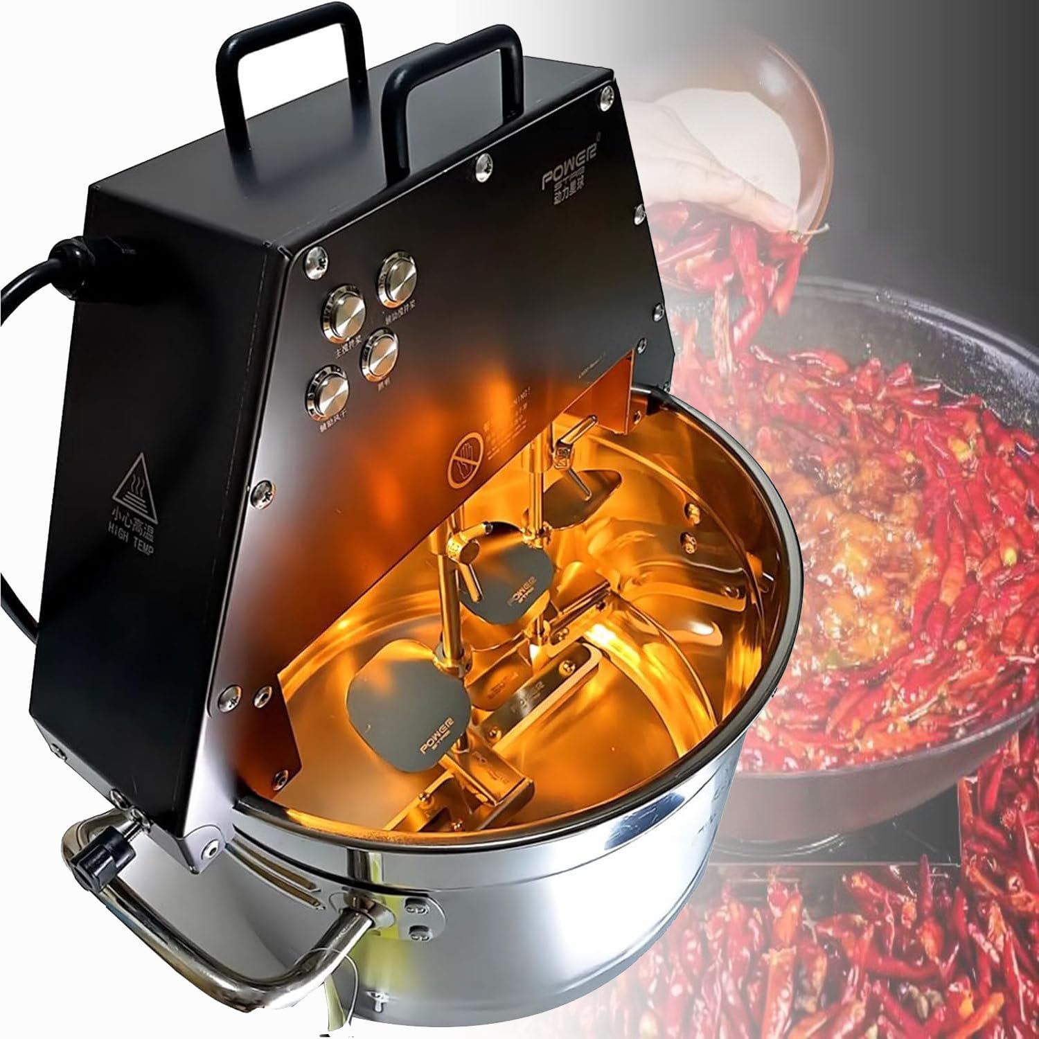 Mezclador eléctrico de alimentos, mezclador automático comercial de acero inoxidable de 10 L para sopa y salsa de chile, agitador eficiente para uso en restaurantes y cocinas