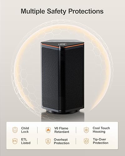 Miniatura 2 de Paquete de calentador de espacio, calentadores eléctricos portátiles para uso en interiores con termostato, oscilación de 70, 5 modos, temporizador