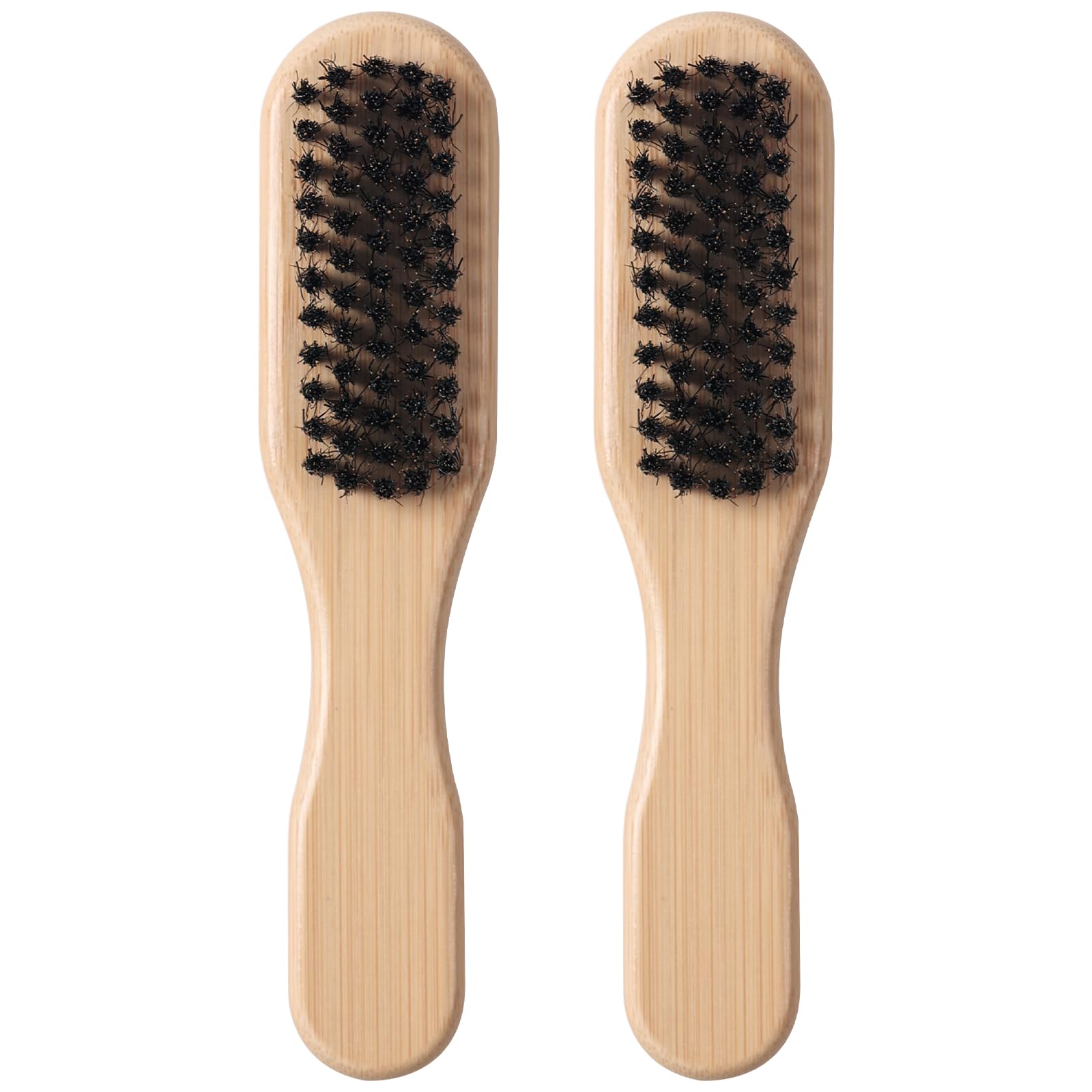 2Pcs Mini Slick Back Hair Brush, 6.3 Inch, Natural Boar Bristle